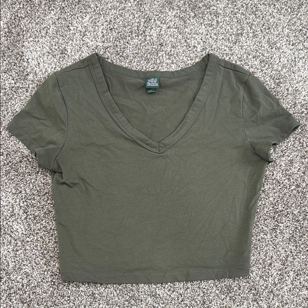 Wild Fable Cropped V-neck T-shirt ~ Women's Size Small